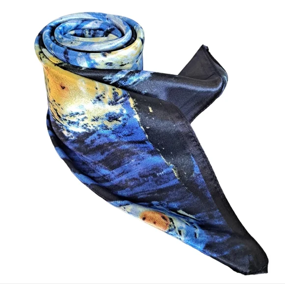 💖 2/$30 Square Satin abstract art oil painting blue Hair neck or purse Scarf - Picture 13 of 14